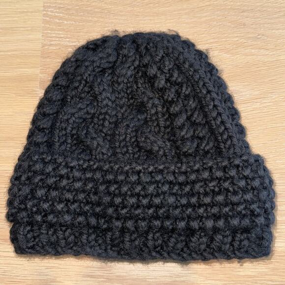 Nobis Unisex Wool Cable Knit Beanie Hat Cap Black O/S